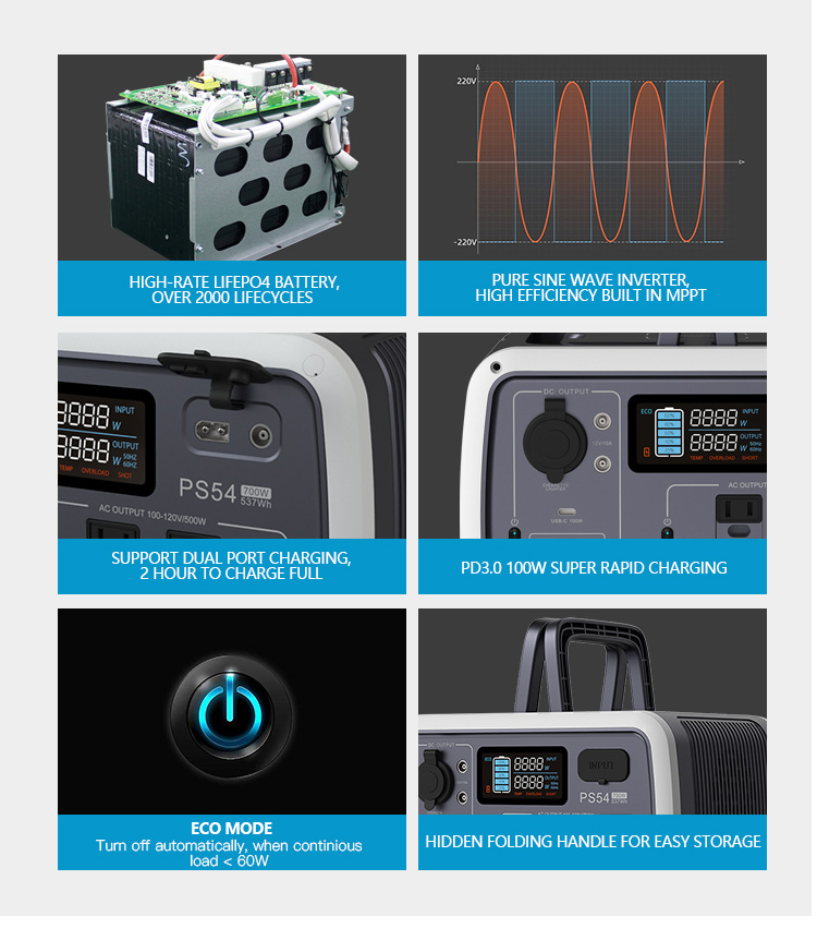 Portable Power Station 537Wh for Solar Energy System